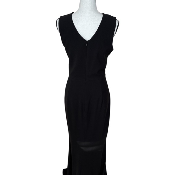 Dress the Population Sandra Side Slit Plunge V-neck Sleeveless Black Maxi Dress - Picture 4 of 11